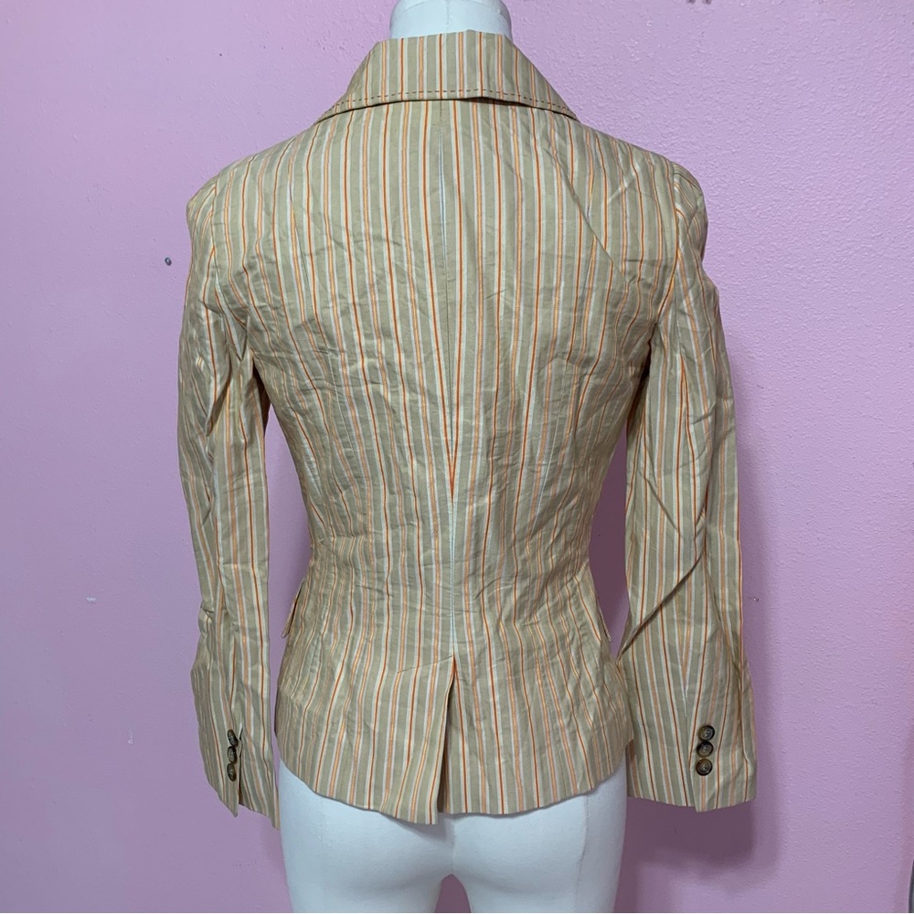 VTG 90s/Y2K bebe Beige & Orange Striped Button-Up Blazer Size 0 - Picture 2 of 12